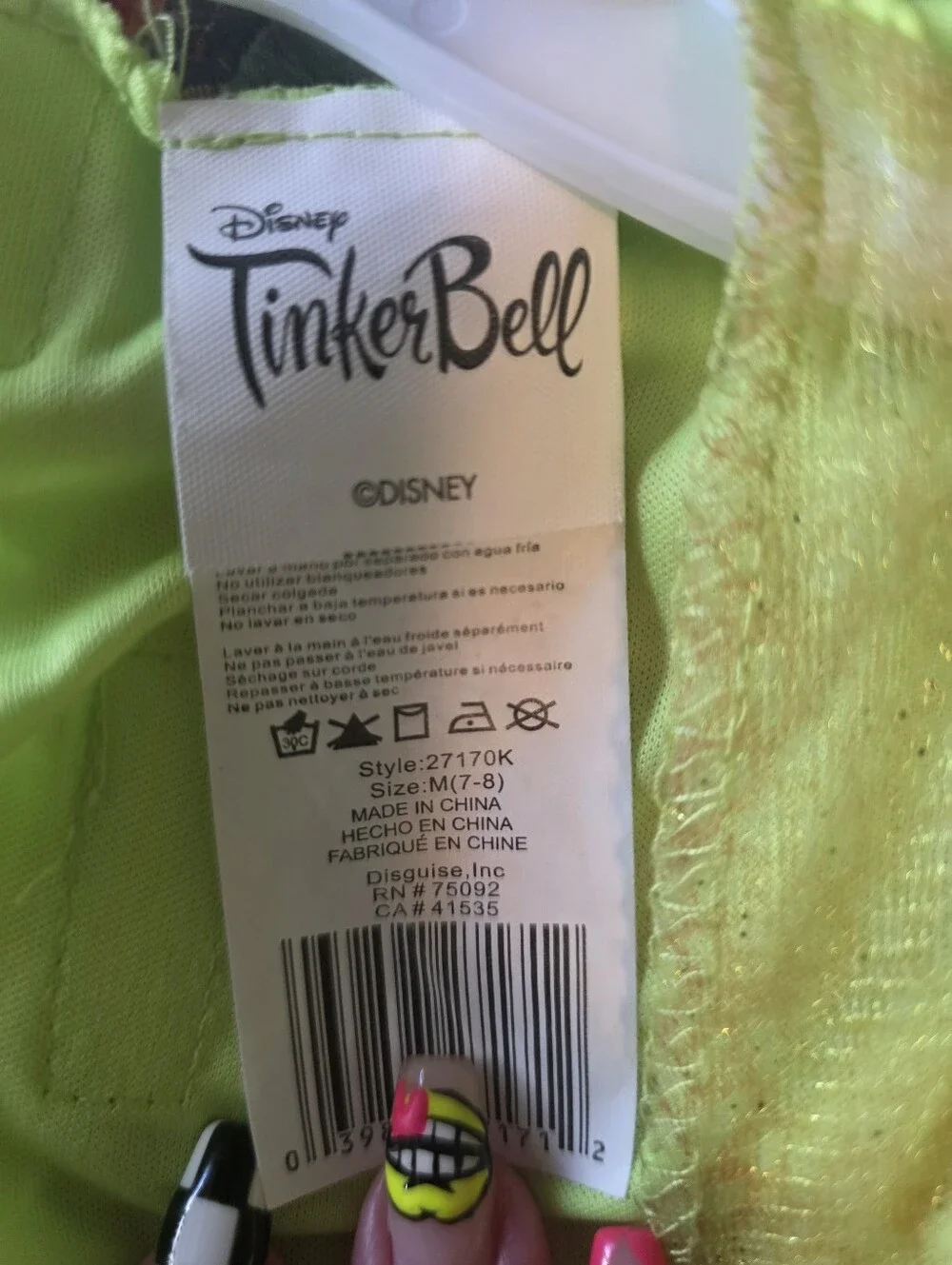 Disney Lime Green Tinker Bell Dress with Purple Flower Accent